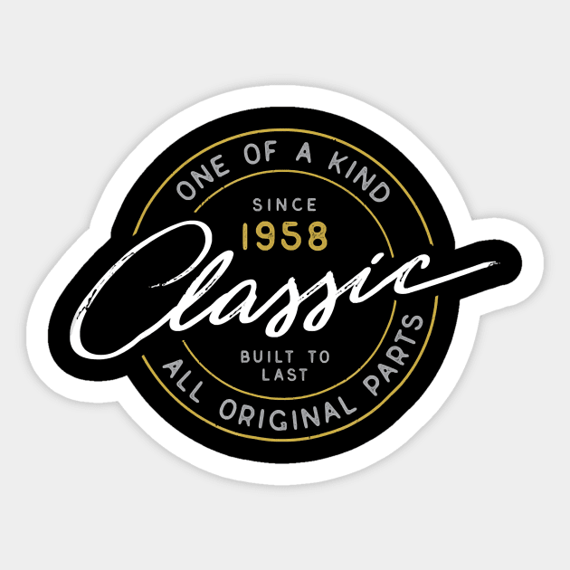 60th Birthday T-Shirt 1958 Classic Vintage Car Motorcycle T Sticker by Hot food